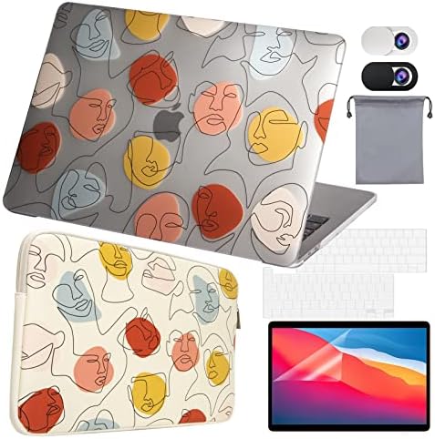 OZADE 6 in 1 Compatibile con 2021-2016 Cover Macbook Pro 13 Pollici M1 A2338 A2289 A2251 A2159 A1989 A1706 A1708,Custodie Morbide&Plastica Copertina Rigide per Mac Pro 13.3,Beige(One Line One World)