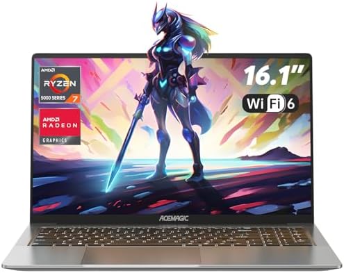 ACEMAGIC Gaming Notebook AMD Ryzen 7 5700U(Battere i7-1265U),Tastiera Retroilluminata PC Portatile,RAM 16GB NVME SSD 512GB,Radeon RX Vega 8 Graphics,16,1″Full HD 1920×1080,WiFi 6,USB_C, 53Wh Battery