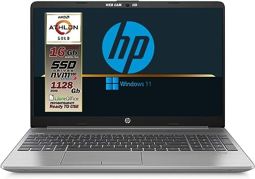 HP 255 G9 Silver Notebook Portatile, SSDHD 1128GB, RAM DA 16GB, Display FullHD 15.6″, Amd A9 Gold 3150U fino a 3,3 GHz, Wi-fi, 3 usb, webcam HD, Win11 Pro, Pronto All’uso, Gar. IT