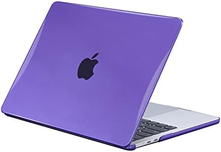 EooCoo Custodia Compatibile con MacBook Air 13.6 Pollici 2024 2023 Rilasciato, M3 M2 A3113 A2681 con Touch ID, Plastica Cover Rigide per Mac Air 13,6″, Superficie Lucida – Viola Scuro