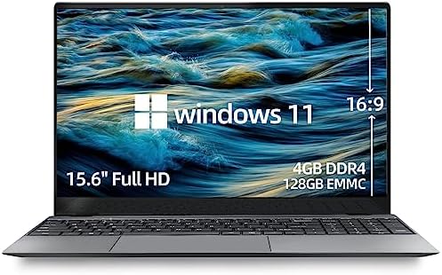 Morostron PC Portatile 15.6″ Windows 11 Pentium J3710 (fino a 2,64 GHz) 4GB + 128GB Notebook con 1920 * 1080 IPS Display, USB 3,0, WiFi, Numero Tastiera, Full Metal