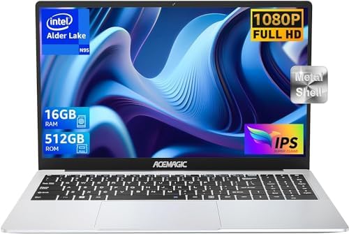 ACEMAGIC Computer Portatile Intel 12th Alder Lake N95 (Battere N5095,fino a 3.4Ghz) 15.6″ Full HD,16GB DDR4 RAM 512GB SSD Notebook,2.4G/5G WiFi,BT5.0,Type_C, USB3.2,HDMI,Webcam Computer