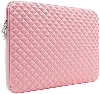 RAINYEAR 16 Pollici Custodia Protettiva per Laptop Computer Portatili Imbottita Sleeve Resistente Agli Urti Caso Borsa Con Schiuma Motivo a Diamante,Compatibile 16″ MacBook A2141 A2485,Rosa