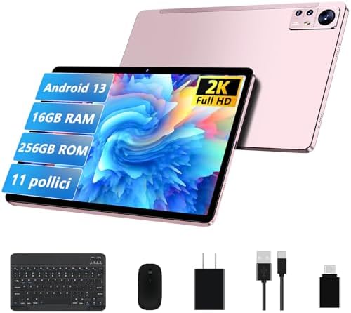 AOCWEI 2024 Android 13 Tablet 11 Pollici 2K 16GB RAM+256GB ROM (TF 512GB) |5G+2.4G WiFi | Bluetooth 5.0 |Octa Core|2.0Ghz |8600mAh|2000 * 1200pixels |5+13MP |Tablet con Custodia