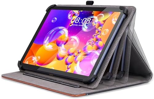DLveer Custodia Universale per Tablet 10-11″, Cover per Doogee U9/Doogee U10 Tablet 10 Pollici/Sgin Tablet 10.1 Pollic/Sebbe/Yestel Tablet 11 Pollici, Cover in Pelle PU Multi Angolo di Visione, Nero