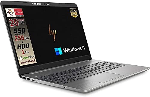 HP 255 G9 Silver Notebook Portatile, SSD M2 256GB + 1TB, Display FullHD 15.6″, Amd A9 Gold 3150U fino a 3,3 GHz, 20GB DDR4, Wi-fi, 3 usb, webcam HD, Win11 Pro, Pronto All’uso, Gar. IT