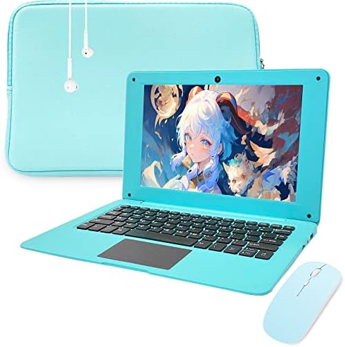 aichiw Mini Computer Portatile 10.1 Pollici, Computer Portatile con CPU Intel 8GB RAM 64GB eMMC, Windows 10, Accessori per Computer Gratis (Blu-Tastiera Inglese)