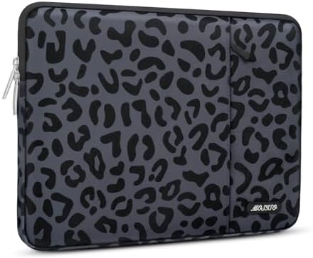 MOSISO Laptop Sleeve Custodia Borsa 13-13,3 Notebook Compatibile con MacBook Air/Pro Retina,Compatibile con MacBook Pro 14 M3 M2 M1 Chip Pro Max 2024-2021,Leopard Borsa Verticale con Tasca