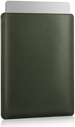 MoKo Custodia Protettiva Compatibile con MacBook PRO 14″ M2 Max 2023/2021, MacBook PRO/Air 13.6″ M2 2022, Tab S8 Ultra 14.6″, Custodia Borsa Protettiva per Laptop,Case in PU e Feltro, Verde Notte