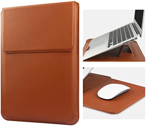 HoYiXi 14” Laptop Custodia con Stand Sleeve Case Pelle Compatibile con MacBook Pro 14 2021/ASUS Vivobook 14/HP Pavilion X360/Lenovo IdeaPad/Dell Lenovo HP ASUS Acer HUAWEI Matebook 14” PC, Marrone