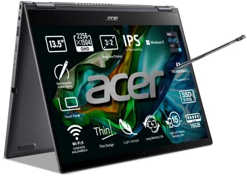 Acer Spin 5 SP513-55N-786J, touchscreen, 33,5 cm (13,5 pollici) LCD-LED, laptop (Intel Core i7-1165G7, 16GB RAM, 512GB SSD, Intel Iris Xe Graphics, Windows 11 Home), laptop kleur zwart rood