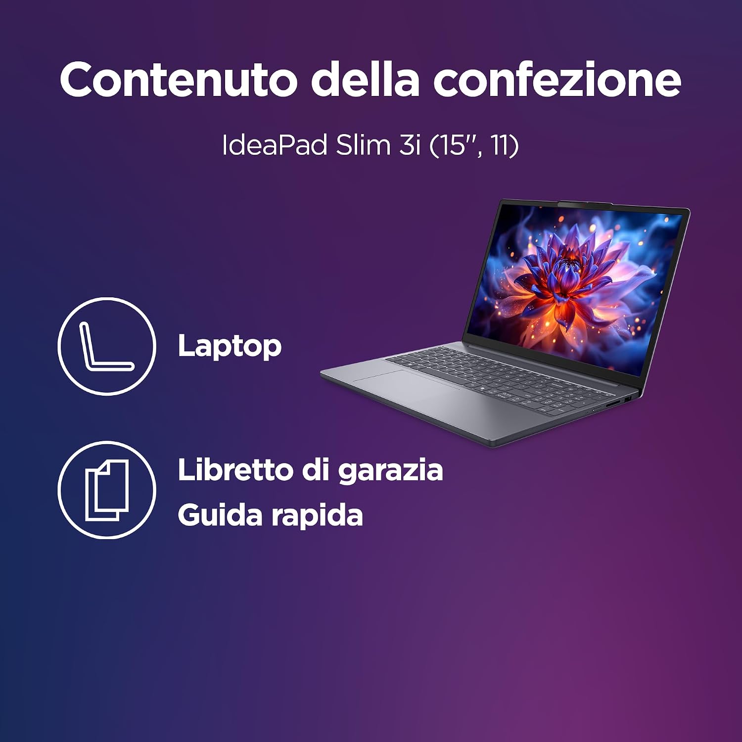 Lenovo IdeaPad Slim 3 Notebook 15″ IPS, Intel Core 5 320, RAM 16GB, 512GB SSD, Windows 11 Home, WiFi 6, Laptop per Casa, Ufficio, Studio, Multitasking, Uso Quotidiano – Caricatore non incluso
