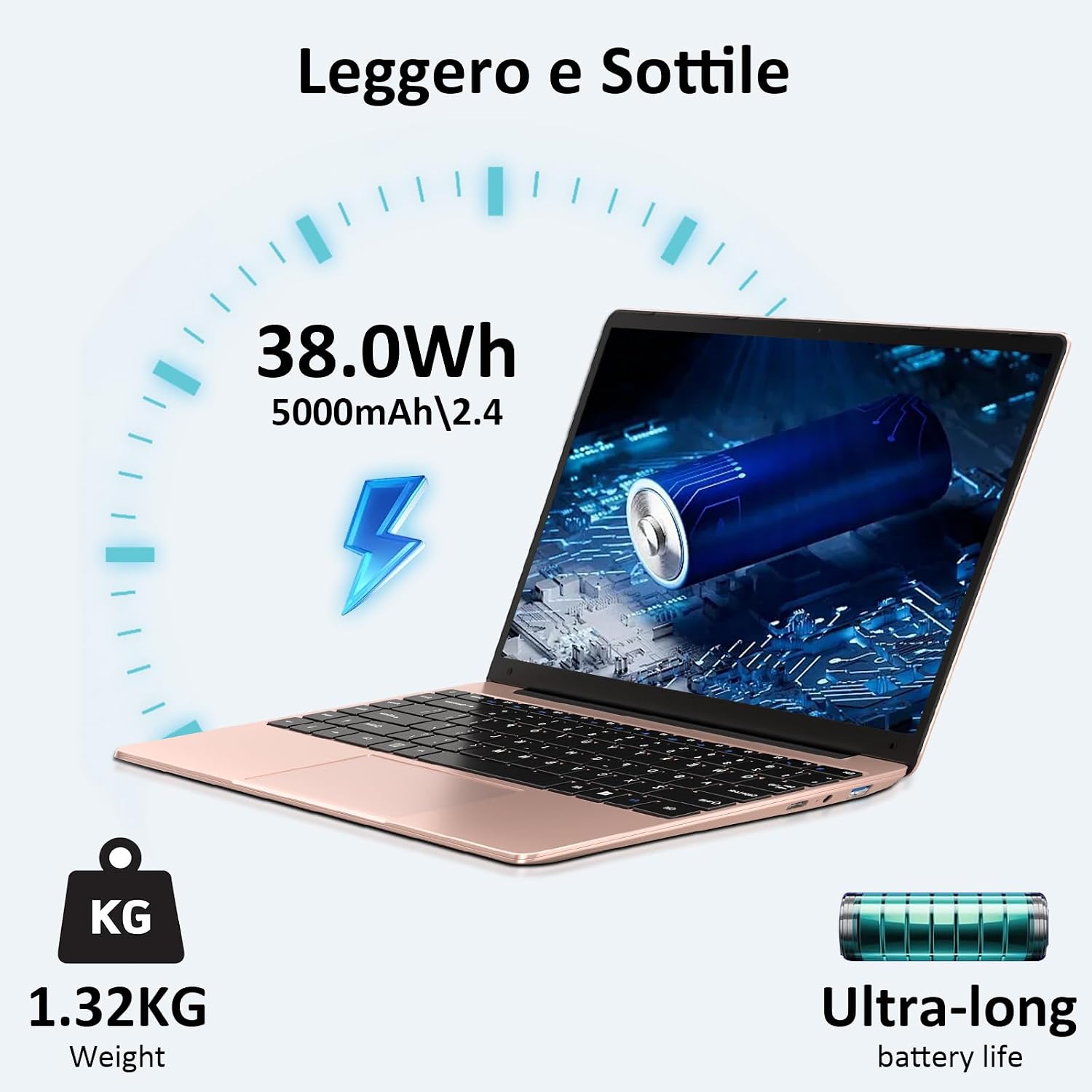 bvate PC Portatile 14 pollici Notebook Win 11 upto 2.8 GHz 256 GB ROM Supporta l’espansione SSD 1TB Celeron N4020 2.4G+5G WiFi 4.2 USB HDMI Tastiera italiana membrana mouse senza fili-Oro